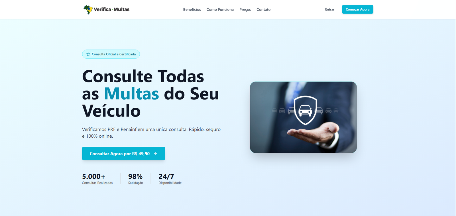 Landing page Consultas de Multas: PRF e Renainf online