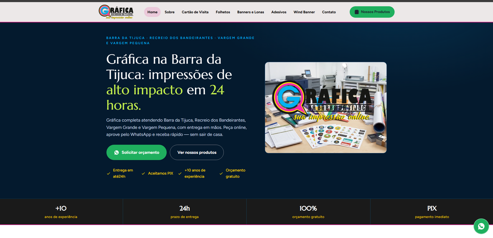 Hero do site Gráfica na Barra da Tijuca: impressões diversas com entrega em 24h