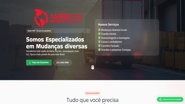 Hero do site Americas Mudanças: especializados em mudanças em todo o Rio de Janeiro