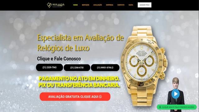 Hero do site especialista em avaliação de relógios de luxo, com Rolex em destaque