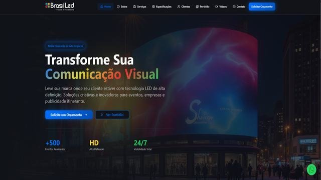 Hero do site Brasil LED versão 2: comunicação visual com tecnologia LED itinerante