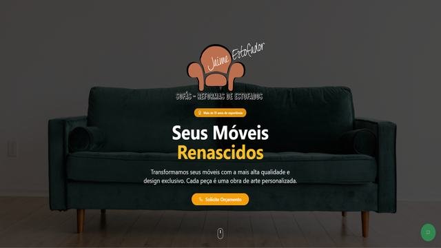 Hero do site Jaime Estofador com IA: seus móveis renascidos, orçamento automatizado