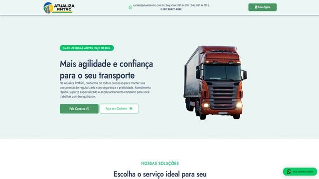 Hero do site Atualiza RNTRC: agilidade e confiança para regularização de transporte